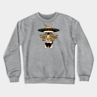 Aliens and Black Cat in beige Crewneck Sweatshirt